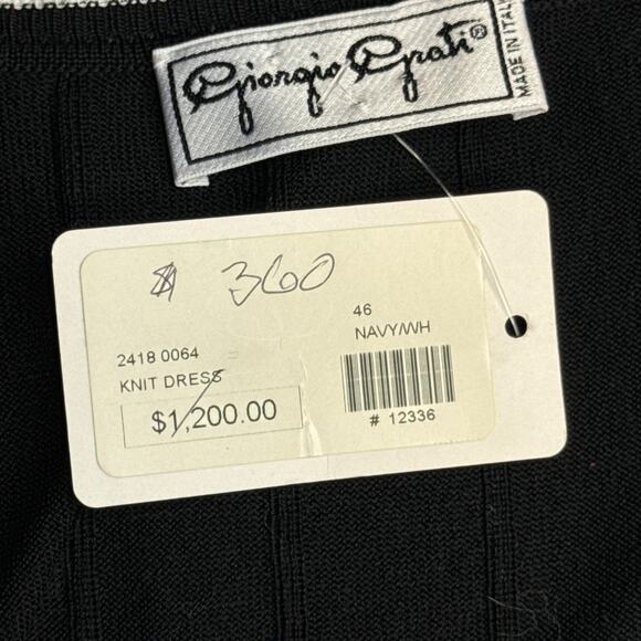 Giorgio Grati Italy Black White Knit Dress Size 46 Scallop Hem $1200 Tag NWT - Picture 10 of 12